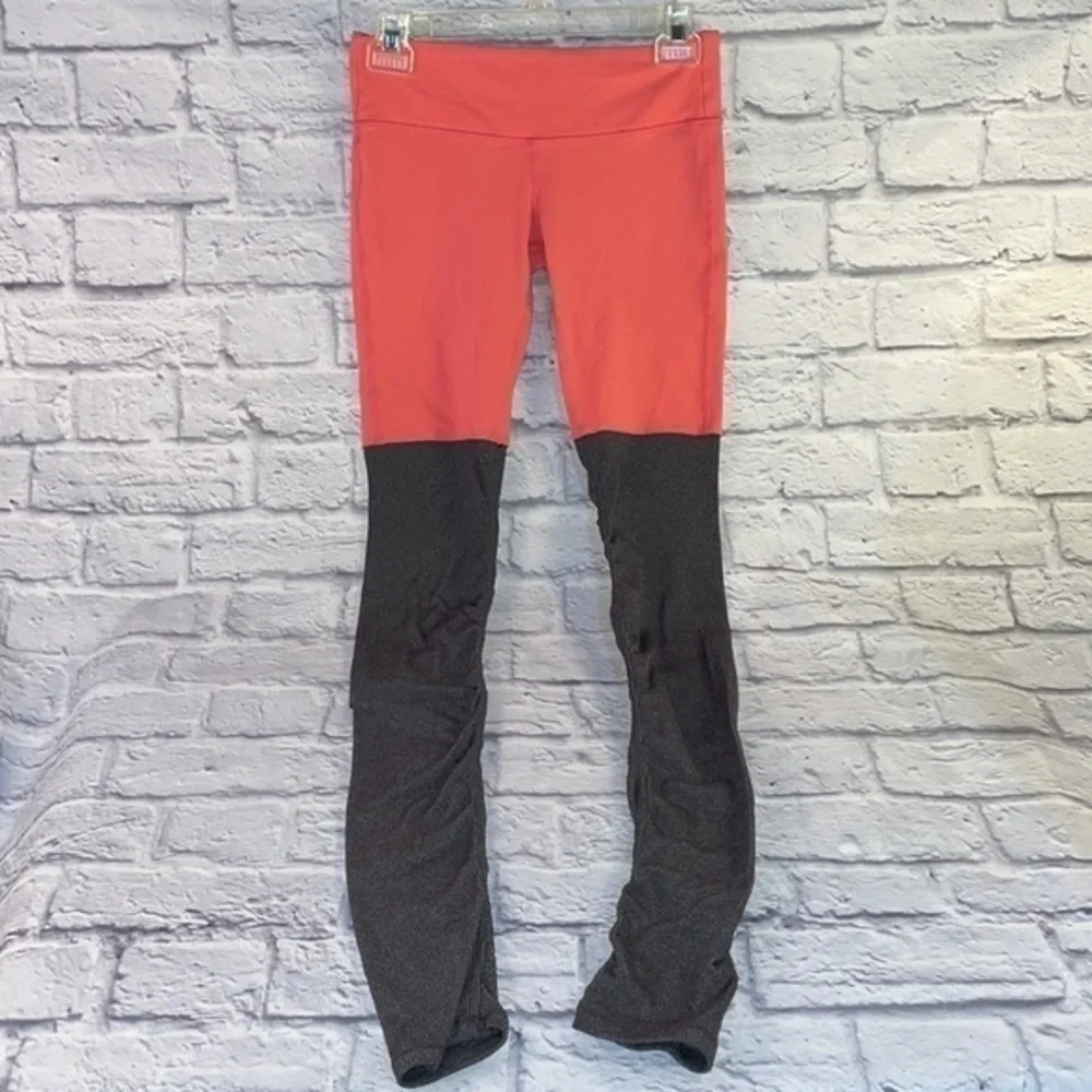 Alo Yoga Ice Goddess Ribbed Legging Coral Gray Extra Long Stretch Athletic Pants